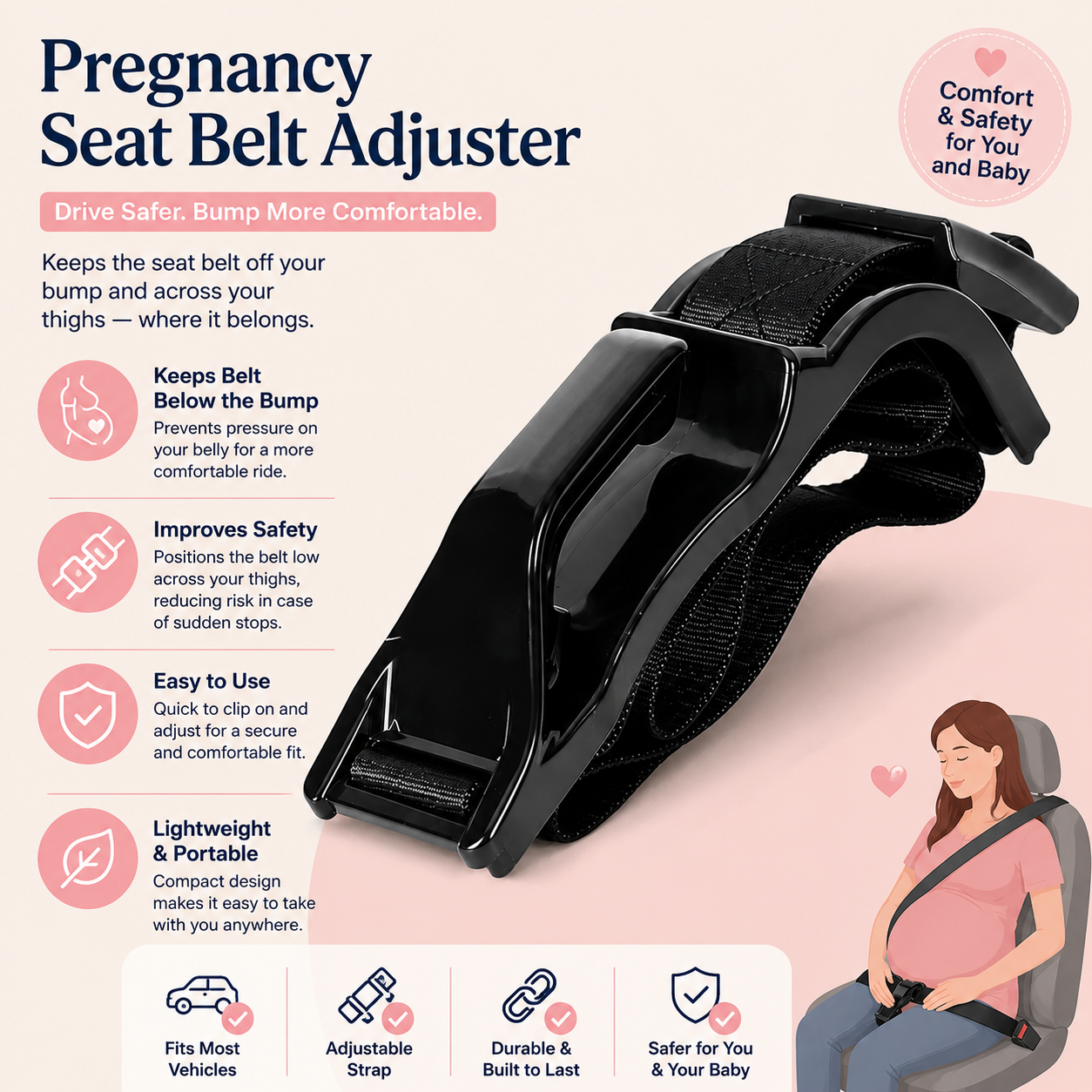 Adjustable Pregnancy Safety Car Seat Belt