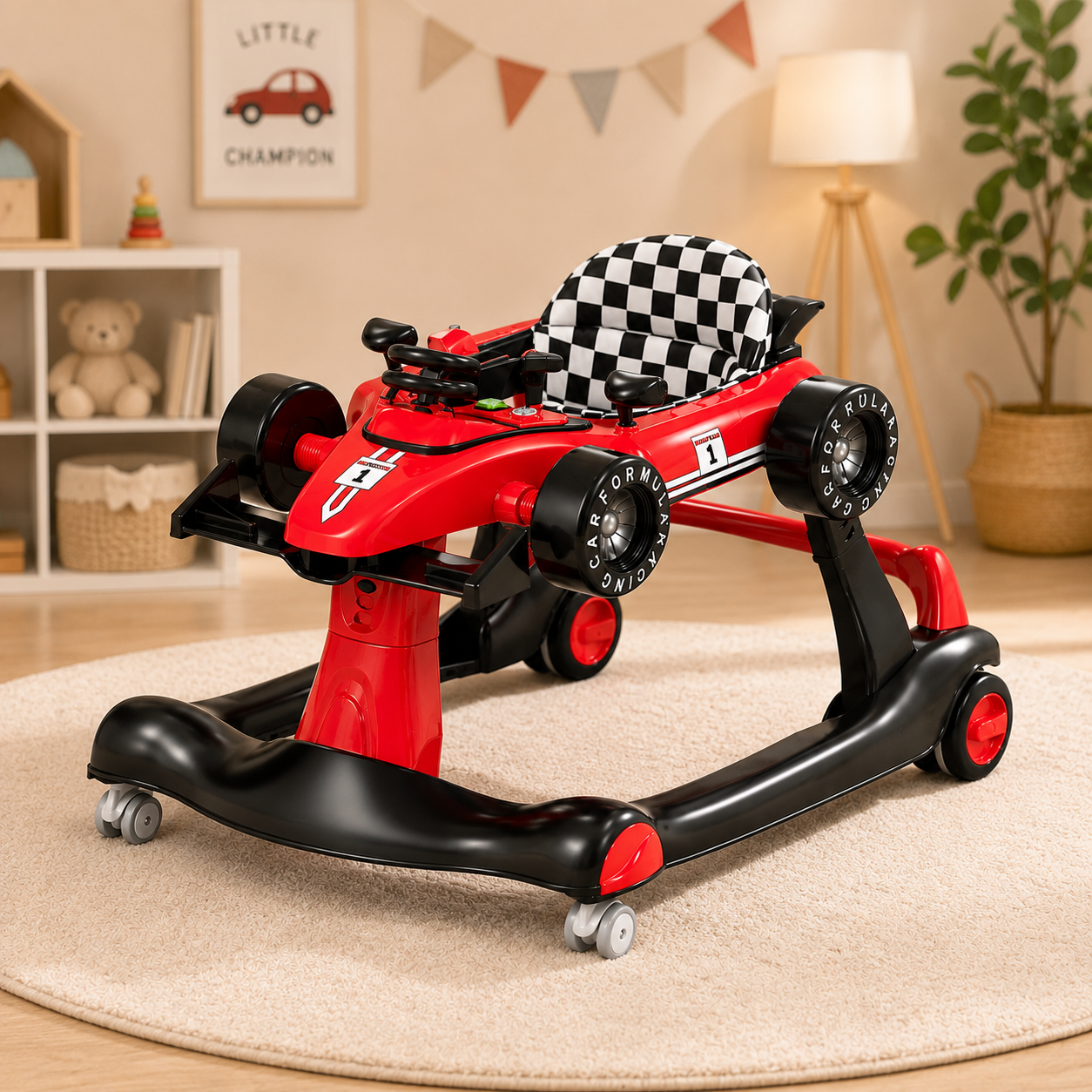 Alvalume 4-in-1 Foldable Racecar Toddler Activity Push Walker