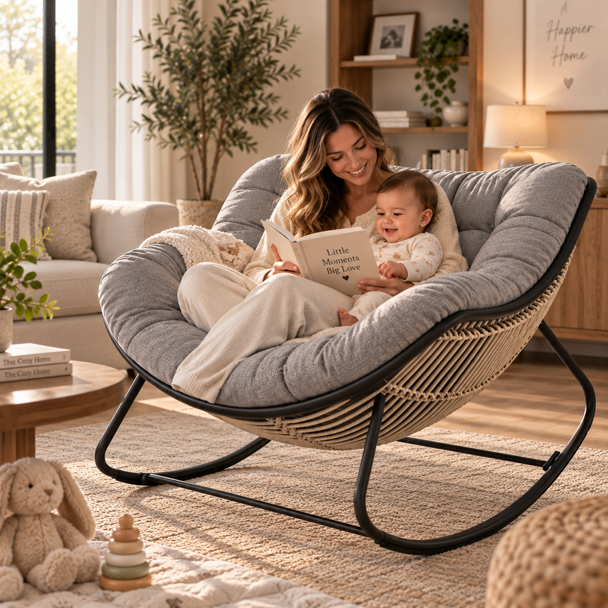 Thick cushioned indoor/outdoor sofa rocking chair