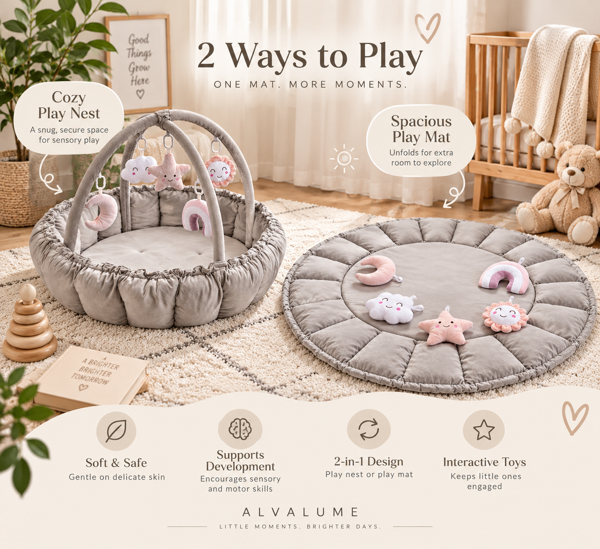 Reversible Baby Tummy Time Play Mat