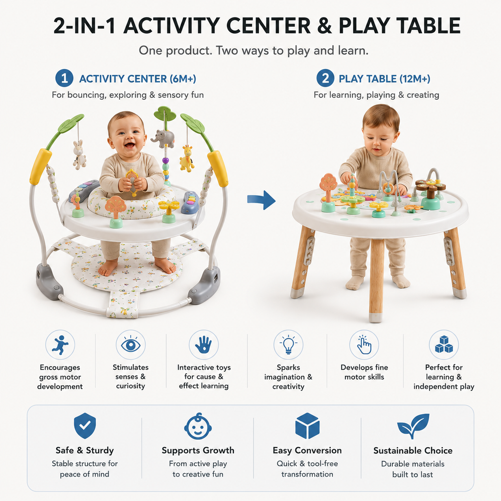 4-in-1 Montessori Baby Bouncer Activity Center