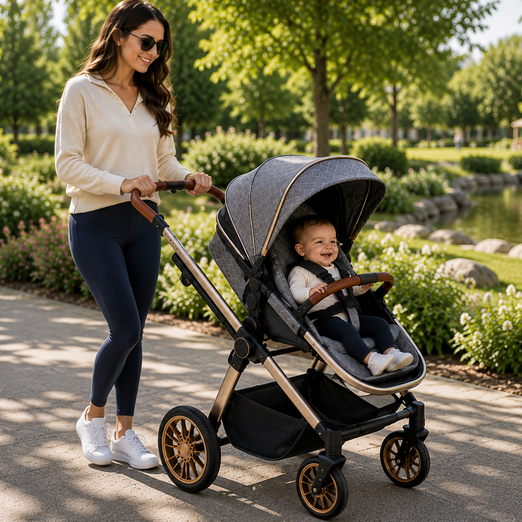Multifunctional 3-in-1 foldable luxury stroller