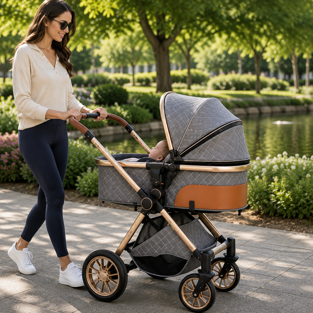 Multifunctional 3-in-1 foldable luxury stroller