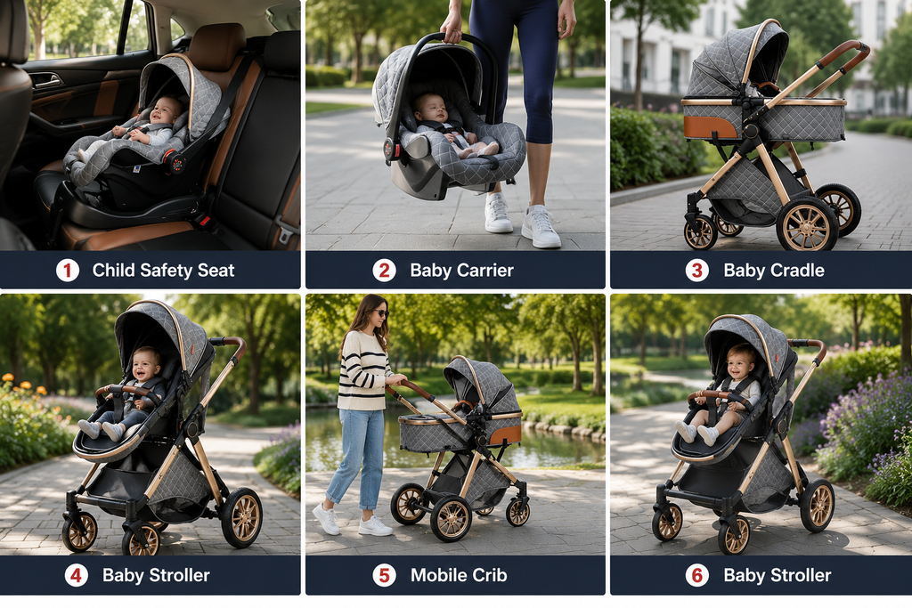 Multifunctional 3-in-1 foldable luxury stroller