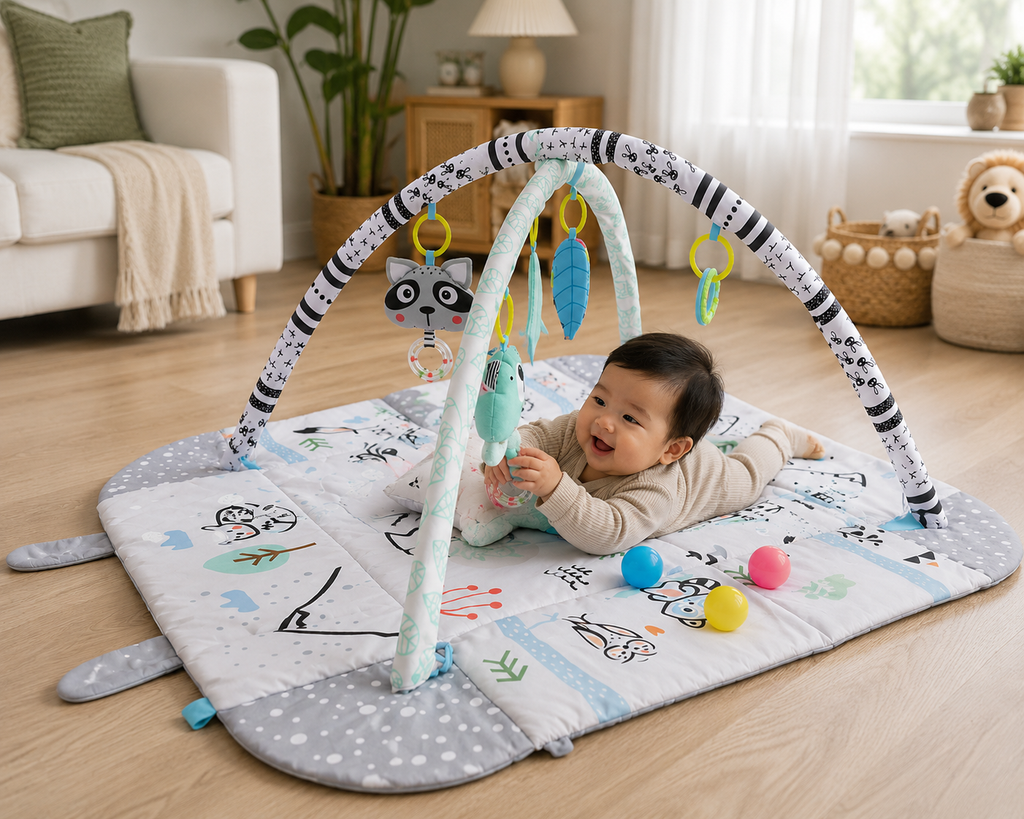 Montessori Multifunctional Baby Playmat with Safety Fence
