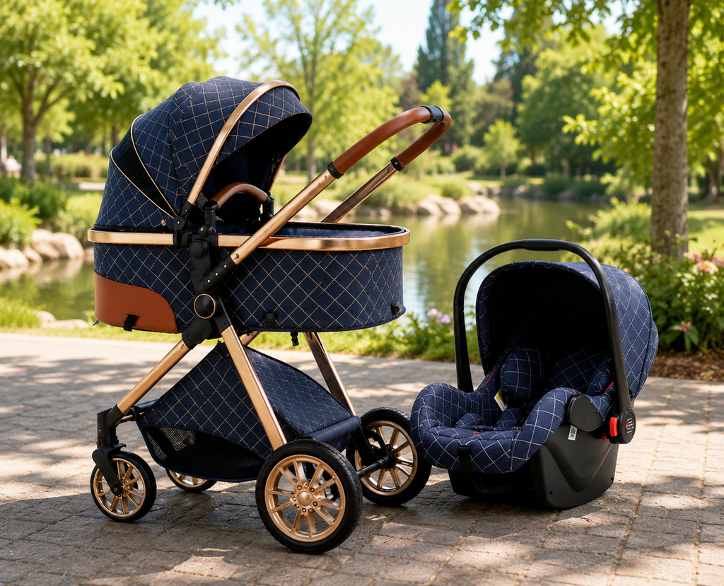 Multifunctional 3-in-1 foldable luxury stroller