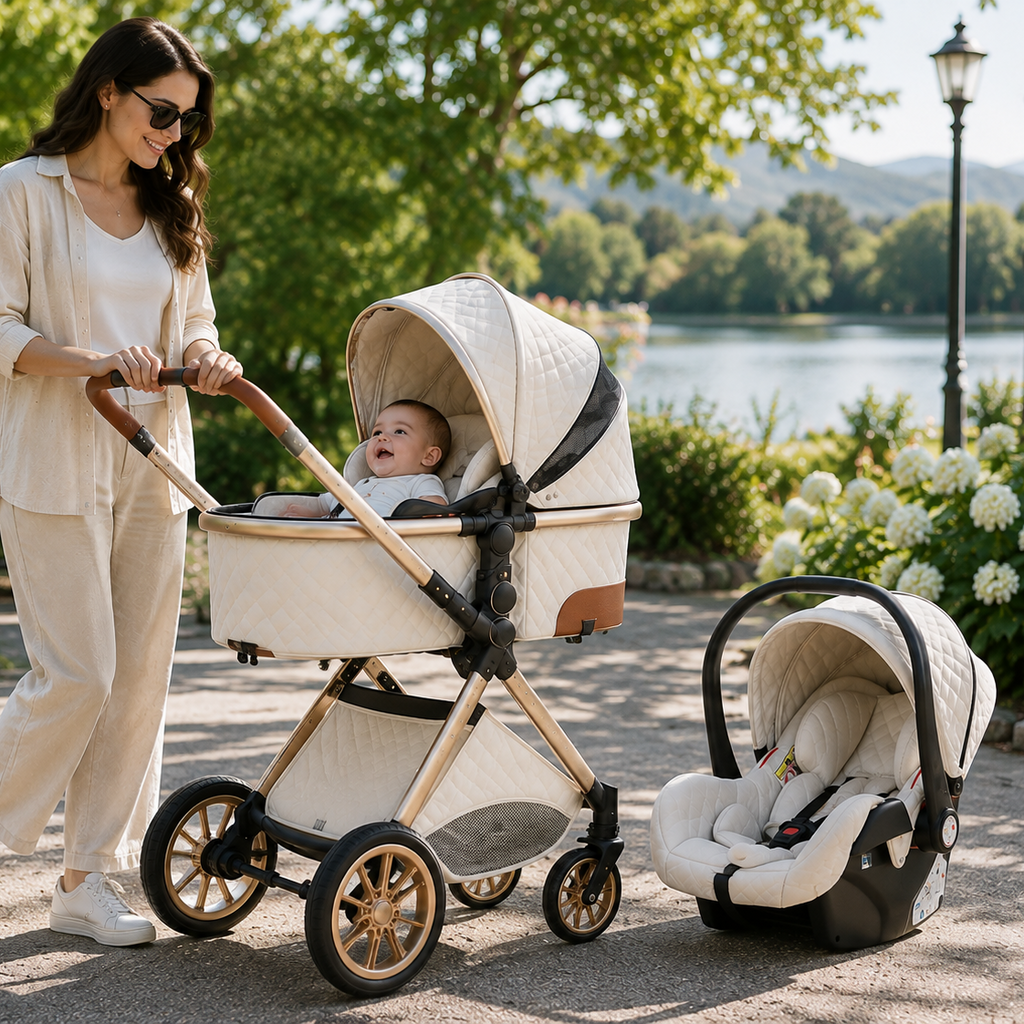 Multifunctional 3-in-1 foldable luxury stroller