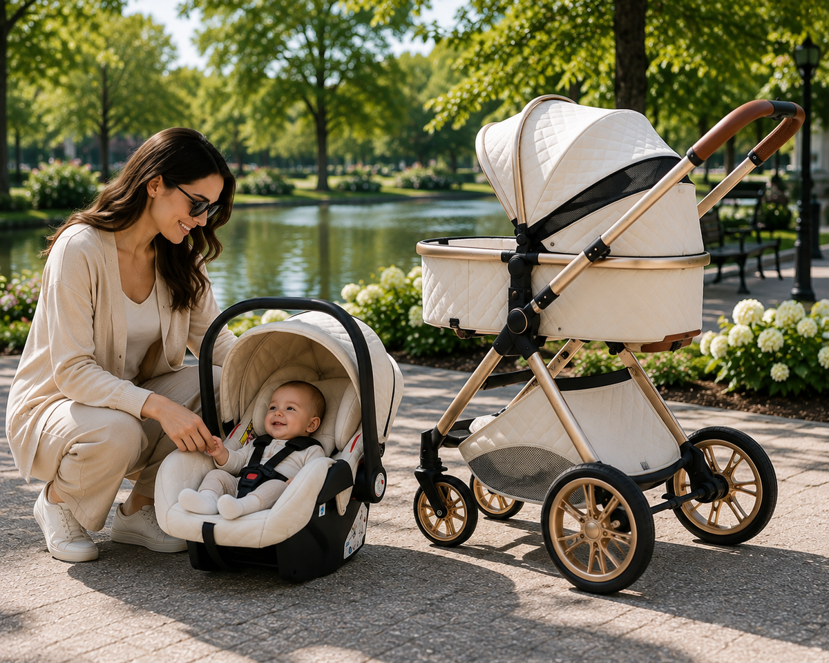 Multifunctional 3-in-1 foldable luxury stroller