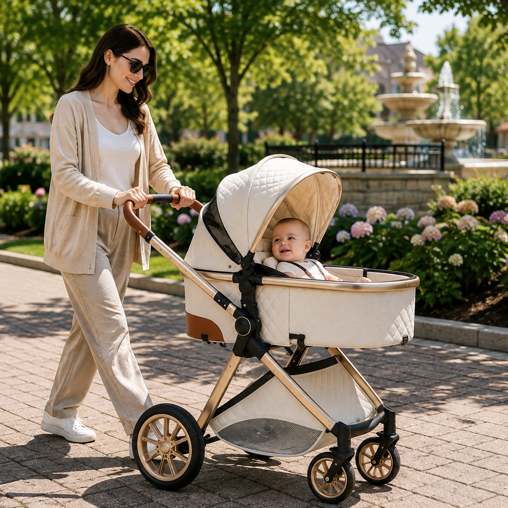 Multifunctional 3-in-1 foldable luxury stroller