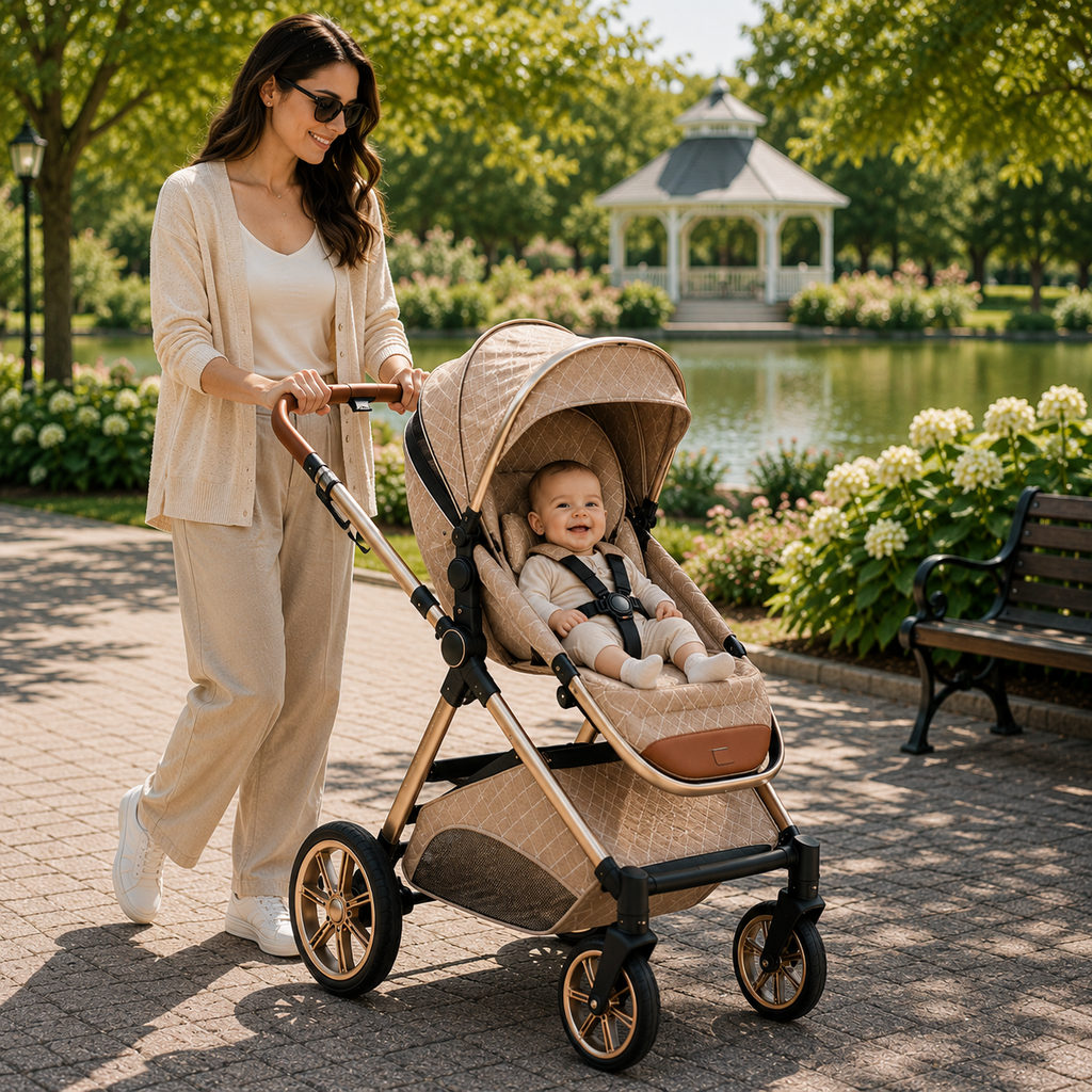 Multifunctional 3-in-1 foldable luxury stroller