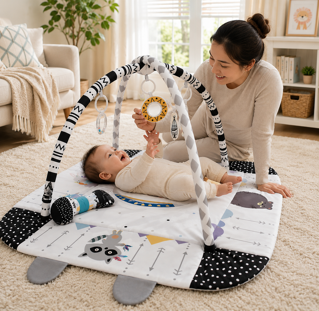 Montessori Multifunctional Baby Playmat with Safety Fence