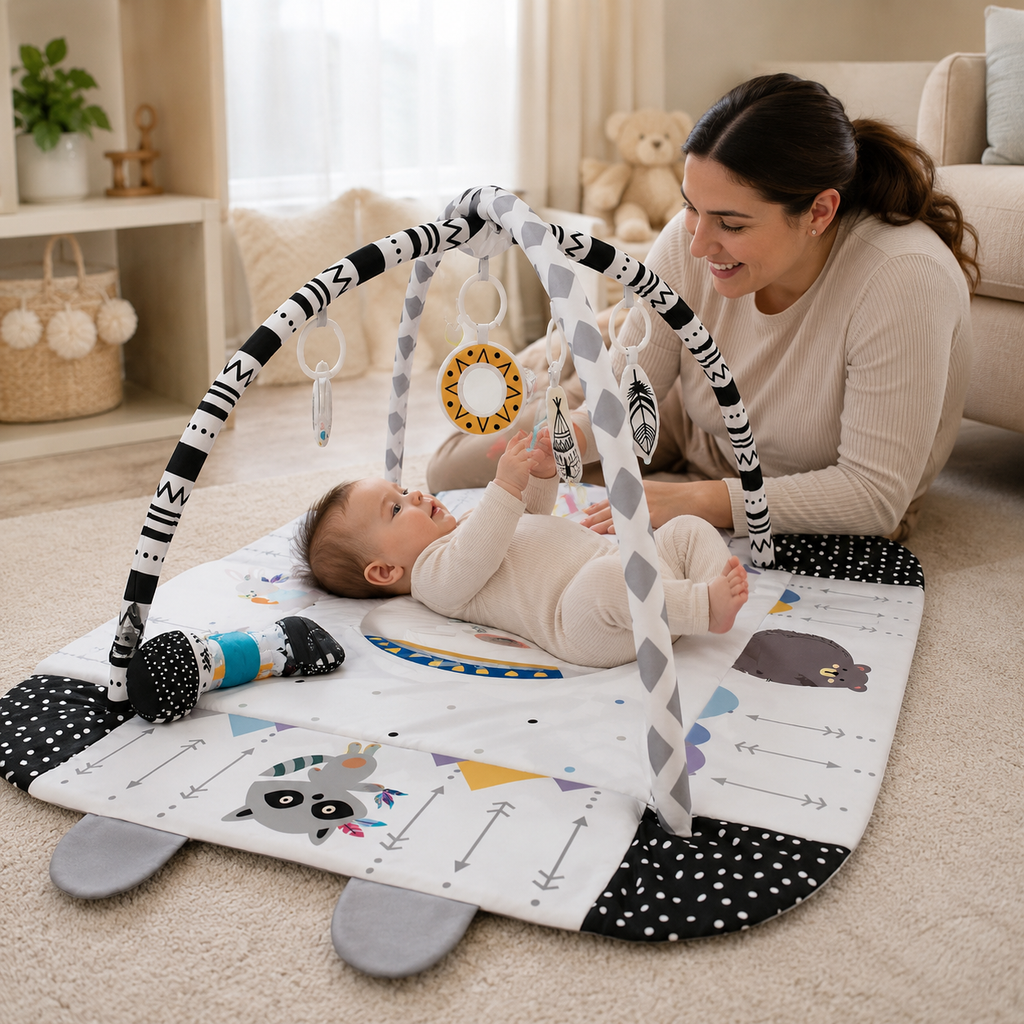 Montessori Multifunctional Baby Playmat with Safety Fence