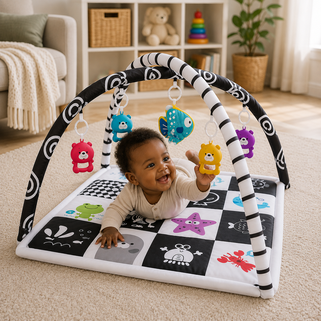 Montessori Multifunctional Baby Playmat with Safety Fence
