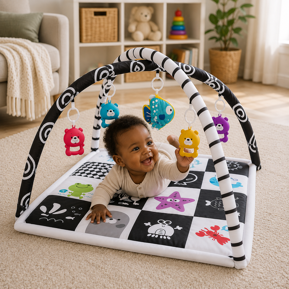 Montessori Multifunctional Baby Playmat with Safety Fence
