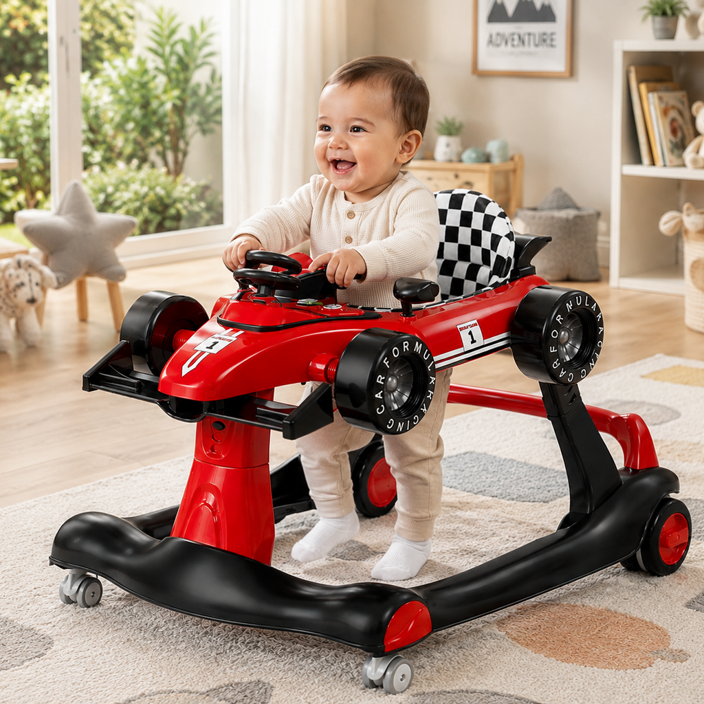 Alvalume 4-in-1 Foldable Racecar Toddler Activity Push Walker