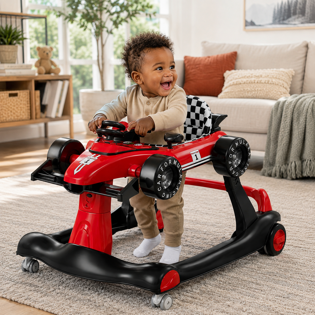 Alvalume 4-in-1 Foldable Racecar Toddler Activity Push Walker