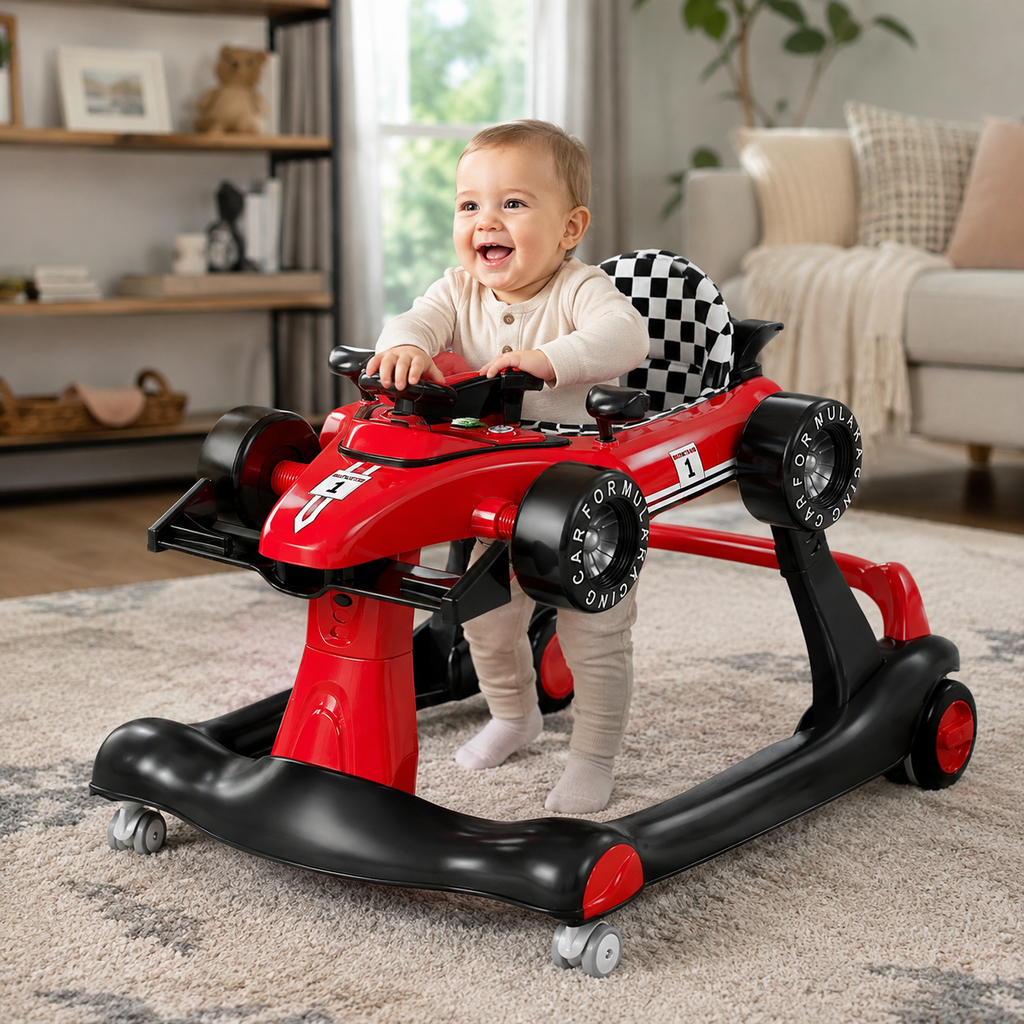 Alvalume 4-in-1 Foldable Racecar Toddler Activity Push Walker