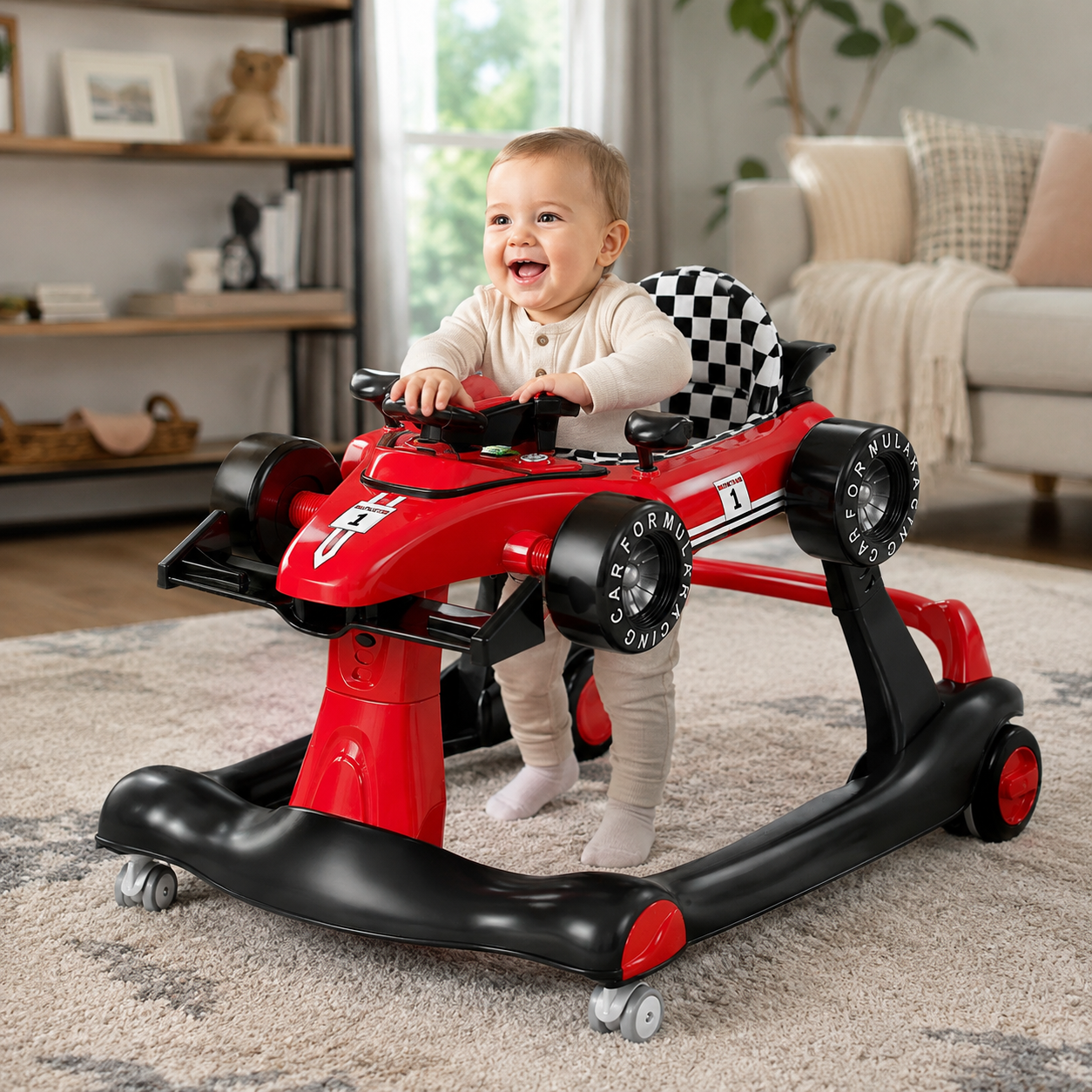 Alvalume 4-in-1 Foldable Racecar Toddler Activity Push Walker