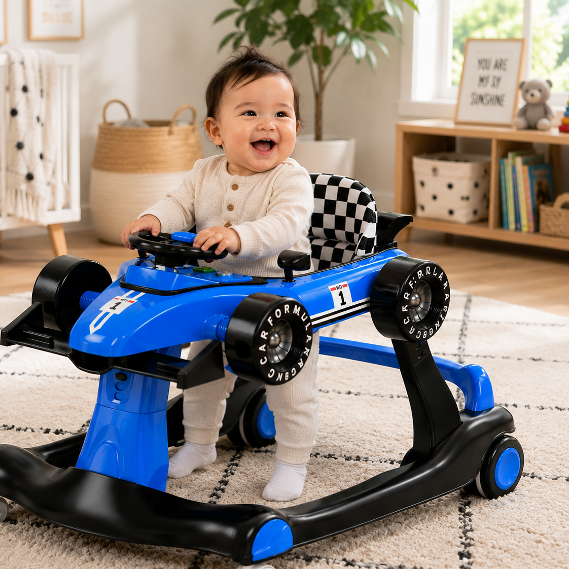 Alvalume 4-in-1 Foldable Racecar Toddler Activity Push Walker