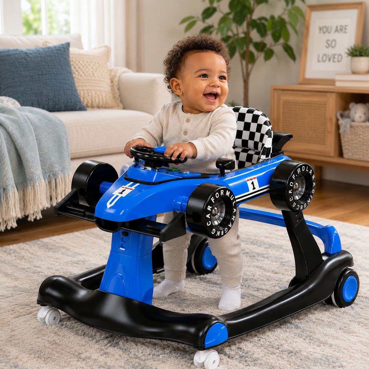 Alvalume 4-in-1 Foldable Racecar Toddler Activity Push Walker