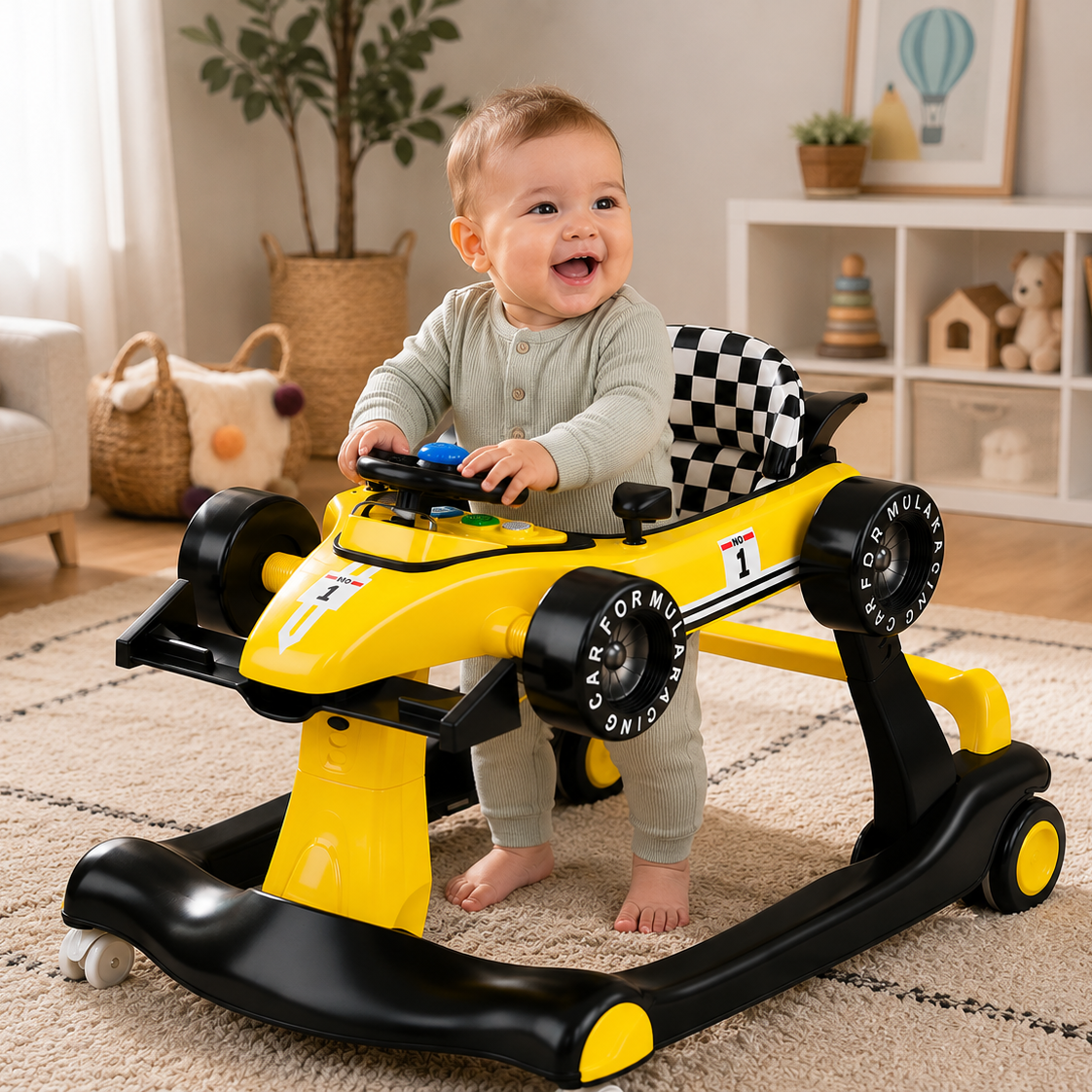 Alvalume 4-in-1 Foldable Racecar Toddler Activity Push Walker