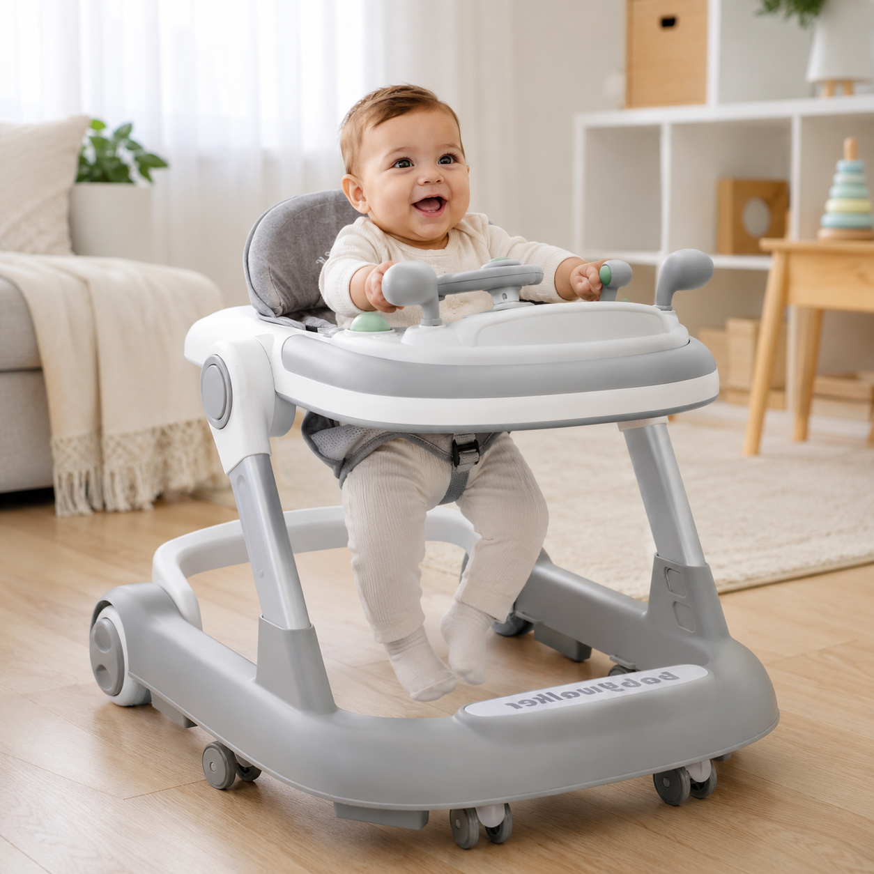 Adjustable 2-in-1 Convertable Baby Activity Push Walker