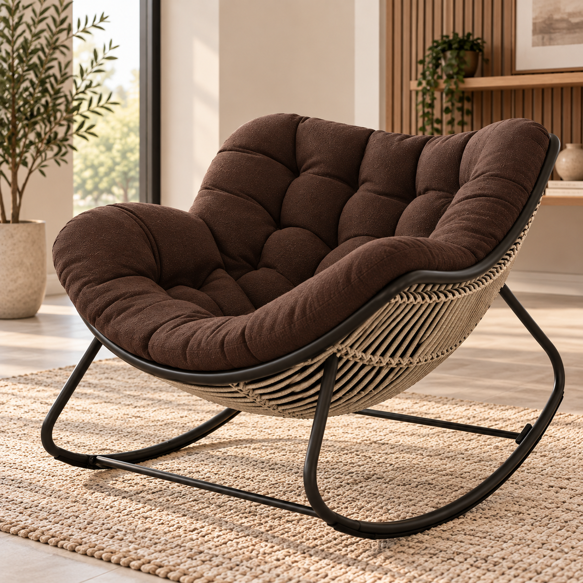Thick cushioned indoor/outdoor sofa rocking chair