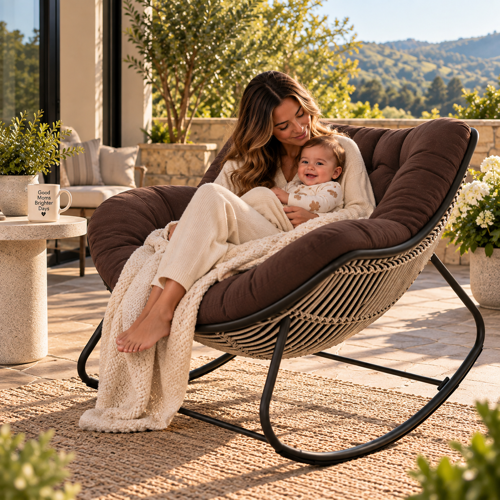 Thick cushioned indoor/outdoor sofa rocking chair