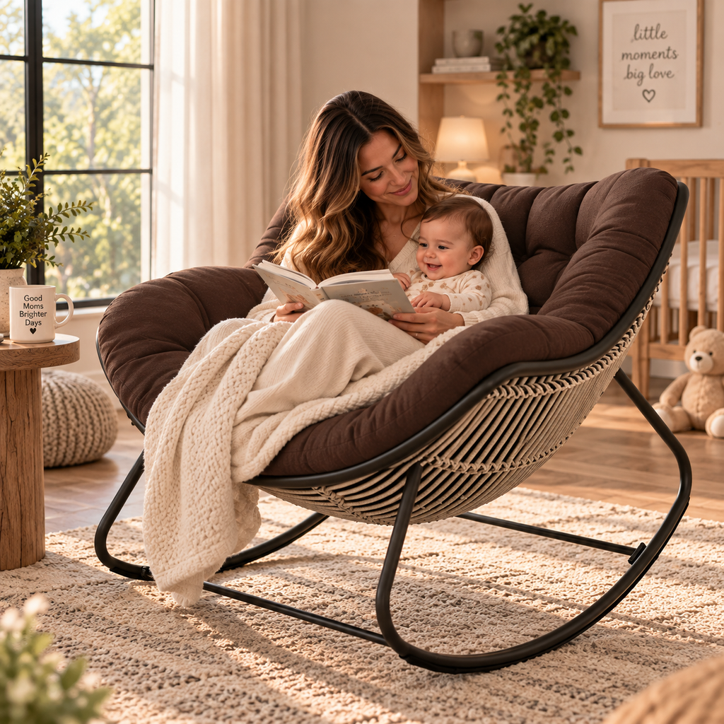 Thick cushioned indoor/outdoor sofa rocking chair