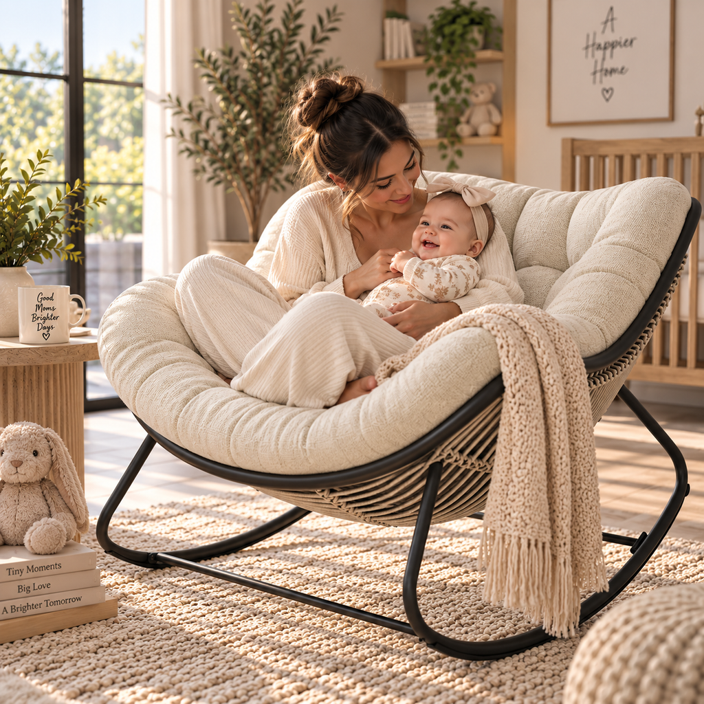 Thick cushioned indoor/outdoor sofa rocking chair