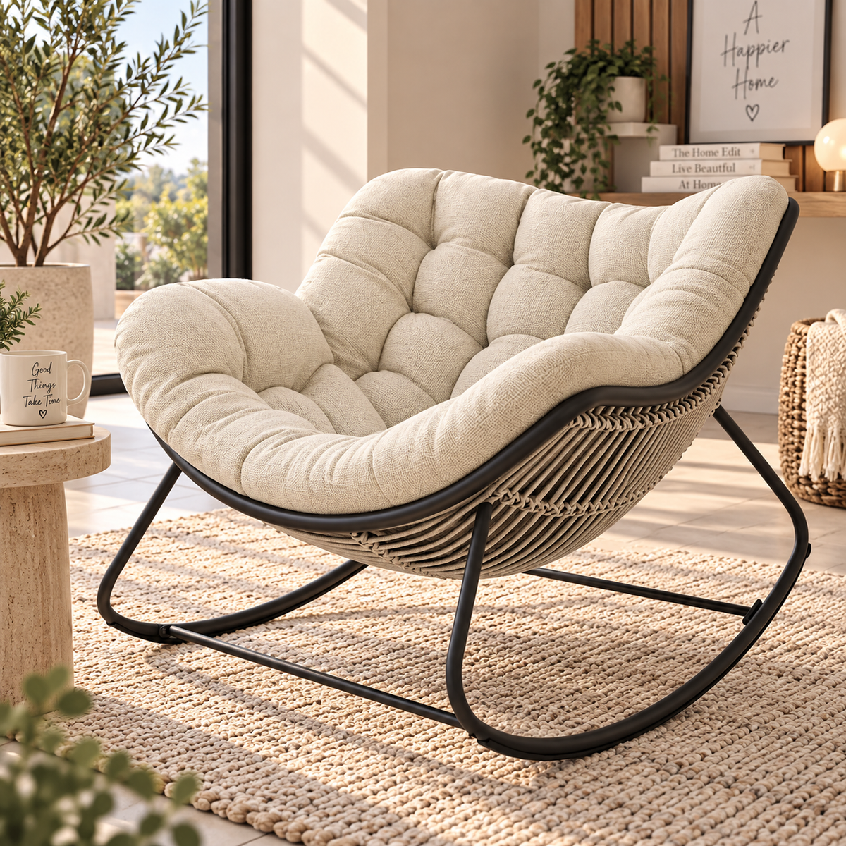 Thick cushioned indoor/outdoor sofa rocking chair