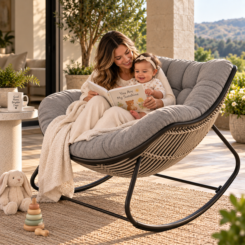 Thick cushioned indoor/outdoor sofa rocking chair